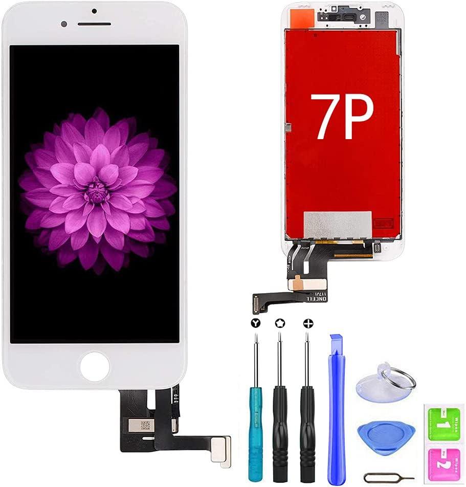 iPhone 7 Plus Screen Replacement Kit, LCD Display and 3D Touch Screen Digitizer Replacement Full Assembly with Repair Tools for iPhone 7 Plus Screen White 5.5 inch