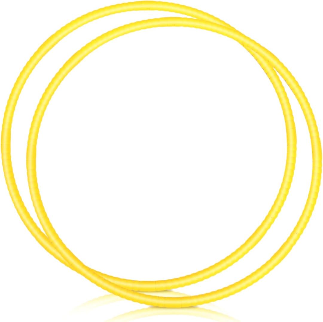 WinnerWhy 2 Pcs Toy Hoop Exercise Hoop Detachable Adjustable Plastic Toy Ring Playground Equipment for School Colored Circles Exercise Ring for Teens Dog Agility Equipment(Yellow,26 Inch)