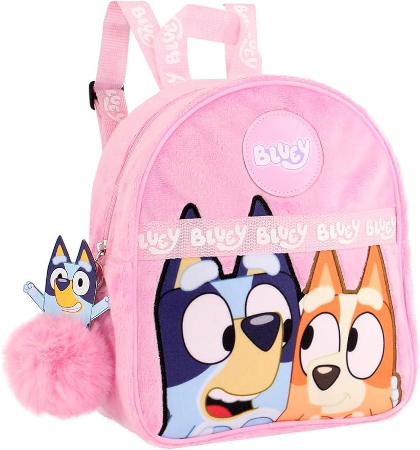Bluey Girls Backpack – Official Pink Fur Fashion Mini Rucksack | Kids Bag with Bingo | Toddler Backpack for Girls