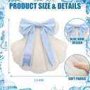 Novabright Seashell Decorative Pillow with Blue Bow - 13 Inch Soft Plush Shell Shaped Throw Pillow Sea Ocean Coastal Beach Decoration for Coastal Beach Decor Couch Bed Chair