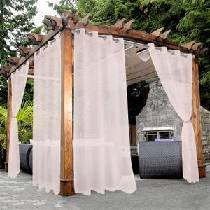 BONZER Sheer Outdoor Curtains for Patio Waterproof - 2 Panels Grommet Indoor Voile Curtains for Living Room, Bedroom, Porch, Pergola, Cabana, 54 x 84 inch, Blush