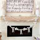 8.2ft White Flocked Easter Bunny Garland with Large Satin Bows, Handmade Rustic Farmhouse Spring Hanging Banner for Mantel, Fireplace, Wall Home Office Easter Party Decor