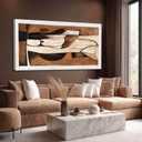 LEVERUP Large Abstract Canvas Wall Art Brown and Gold Wall Printings Pictures Modern Wall Decor for Bedroom Office Hotel 29×58 Inch Ready to Hang