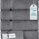 SALBAKOS 100% Turkish Cotton Hand Towels Set 6-Piece Gray 16x30 in | Luxury Premium Quality Thick Super Absorbent Turkish Hand Towel for Bathroom & Kitchen | Made in Turkey (Gray, 6 Hand Towels)