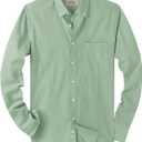 Alimens & Gentle Mens Solid Oxford Shirt Long Sleeve Dress Shirt Work Casual Button Down Shirts with Pocket (Large, Bean Green)