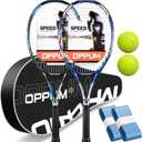 2-Pack Adult Tennis Rackets, 105 Sq Inch Oversized Head Pre-Strung for Beginners and Intermediate, Arm Friendly Vibration Control Set with Bag and Balls