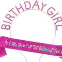 LOOMI Birthday Sash for Women Hot Pink Sash & Tiara Set -IT'S ME. HI, I'M THE Birthday Girl - Party Decorations for Girls, Rhinestone Headband Gifts