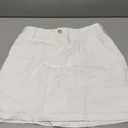 Kate Kasin Women Linen Mini Skirt with Shorts Underneath, High Waisted A Line Skort with Pockets, Dressy Casual Work Skirts (White, M)