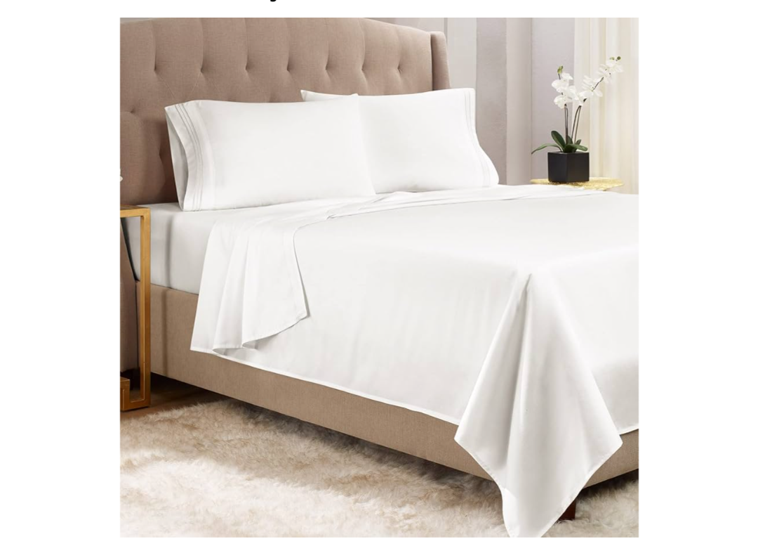 Empyrean Queen Sheets - 4 PC Super Soft Bed Sheets Queen Size - Double Brushed Microfiber Queen Size Sheets - Hotel Luxury White Queen Bed Sheets Set, with 4 Corner Elastic Straps