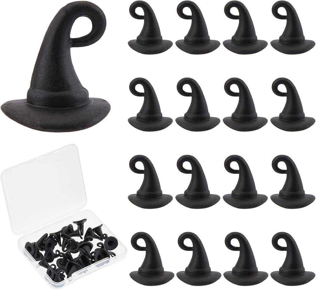 1 Box 30Pcs Wizard Hat Charms Alloy 3D Magic Hat Charms Pendants Halloween Christmas Theme Jewelry Making Findings for DIY Earrings Bracelets Necklace, 12x10.5mm