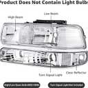 Headlights Assembly Compatible with 99-02 Chevy Silverado / 00-06 Tahoe Suburban Headlights Headlamp with Bumper Lights, Chrome Housing Clear