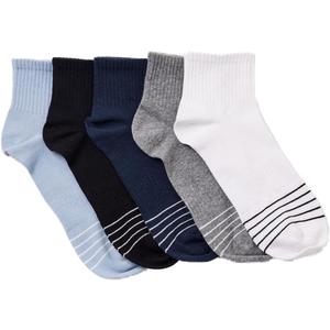 bony&katia Men's Ankle Socks with Striped Design, 5 Pairs, Assorted Colors (6-9, Multicolor)