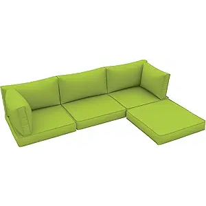 UDPATIO Outdoor Cushions for Patio Furniture, Waterproof Patio Furniture Cushions Replacement, 4" Deep Seat Outdoor Sectional Cushions for 4-seat Chair Sofa Couch, Green