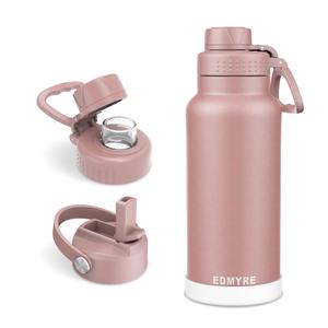 Edmyre 20 oz Insulated Water Bottle 2 Lids Stainless Steel Vacuum Flask