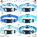 Silkfly 6 Pcs Snowflake Winter Dog Collars Adjustable Cute Removable Blue White Winter Dog Collars with Buckle for Pets Party Gifts(12-17.7 in)
