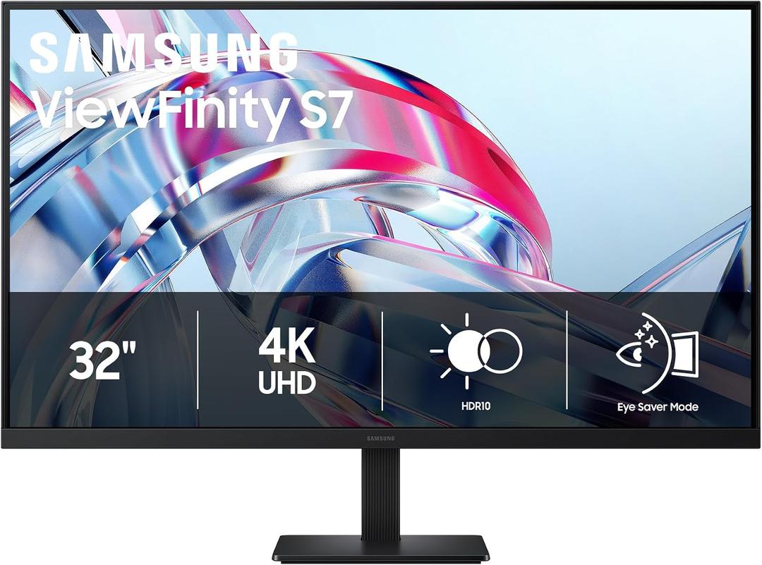 Samsung 32" ViewFinity S7 (S70H) High-Resolution Monitor - 4K UHD (3840x2160), HDR10, Eye Saver Mode, HDMI and DP Ports, Display Manager, LS32H704EANXZA