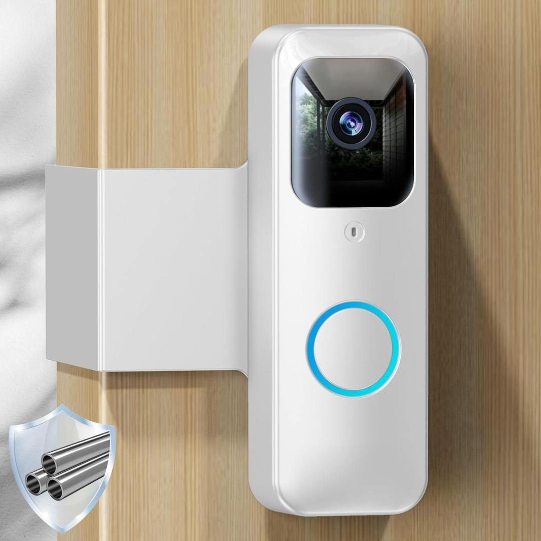 NANW Blink Doorbell Mount, NANW Full-Metal Anti-Theft Doorbell Camera Mount for Blink Video Doorbell 1st Gen, Not for 2nd Gen (Newest Model), No-Drill and Not Block Motion Sensor Bracket, White
