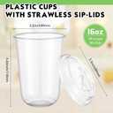 Baderke 50 Sets Clear Plastic Cups with Lids, Iced Coffee Cups with lids,Disposable Plastic Smoothie Cup for Cold Drinks, Sip Lid (16 oz)