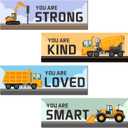 Fun-plus 4 Pcs Construction Room Decor for Boys, Truck Decor for Boys Room, Inspirational Wall Sign Motivational Quote Wall Decor, or Boys Kids Nursery Bedroom Playroom