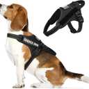 Voopet Dog Harness Small Sized + ID Card Pocket + 7 Patches, No Pull Adjustable Pet Dog Vest 3M Reflective Breathable Dog Harness with Soft Padded Handle for Training, Walking, Easy Control (Black)