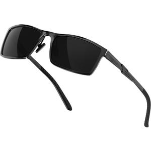 ATTCL Men's Casual Polarized Sunglasses for Men Sports Driving Sun Glasses UV Protection Al-Mg Frame (Black)