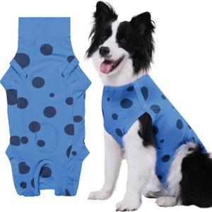Large Dog Surgery Recovery Suit for Male/Female, Post Surgery Protective Wear with Pee Hole, Unisex Pet Surgical Vest for Wound Care, Spay/Neuter Healing(Blue)