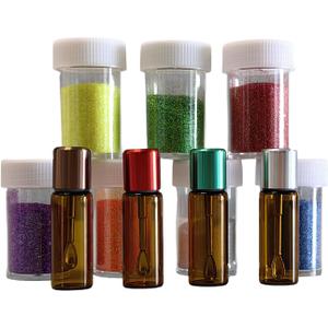 Craft Glitter Vial Set - 4 Pack of 5ml Semi-Transparent Glass Bottles