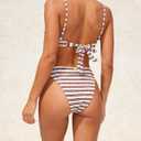Womens Brown Bikini Bottom Crinkled Stretch Crepe Fabric, Mid-Cut High Waist, Full-Moderate Coverage