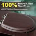 Elongated Acacia Wood Toilet Seat, Slow Close Solid Wood Toilet Seat Support 400 lbs, Heavy Duty Oval Toilet Lid with Soft Close Chrome Hinges, Grip-Tight Bumpers - Easy to Clean, Quick Assembly