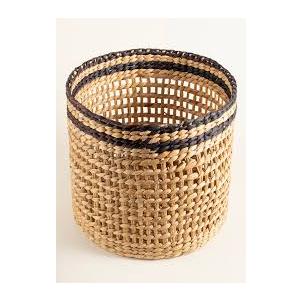 One Large Water Hyacinth Braided Basket and One Wire and Hyacinth Braided Basket
