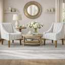 HomePop Classic Swoop Arm Accent Chair - Ivory & Gray Stripe, 24.75"Wx27.5"Dx35.25"H