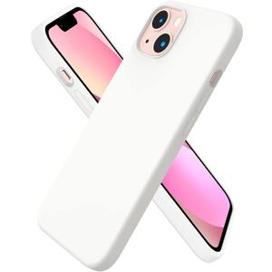 ORNARTO Compatible with iPhone 13 Case 6.1, Slim Liquid Silicone 3 Layers Full Covered Soft Gel Rubber Phone Case Protective Cover 6.1 Inch-White