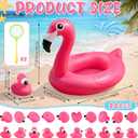 WinnerWhy Flamingo Pond Matching Game for Kids, Inflatable Flamingo Pool with Pump and 20 Numbered Floating Flamingos, Carnival Birthday Party for Summer Festival Field Day Backyard Water Games
