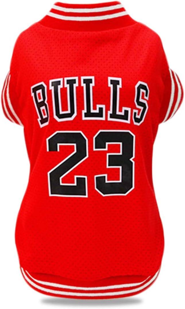 Dog Clothes Basketball Mesh Breathable T-Shirt,Pet Clothes Puppy Sportswear Spring/Summer Fashion Dog Shirt. (Red, Medium) (Medium (4-6.5lb))