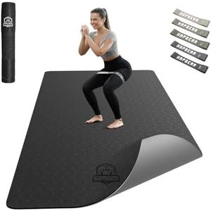 HAPBEAR Yoga Mat Extra Wide Non-Slip Exercise Mat for Home Workout, Yoga, Pilates & Stretching, Durable & Eco-Friendly, Includes Bonus Resistance Bands & Carry Bag