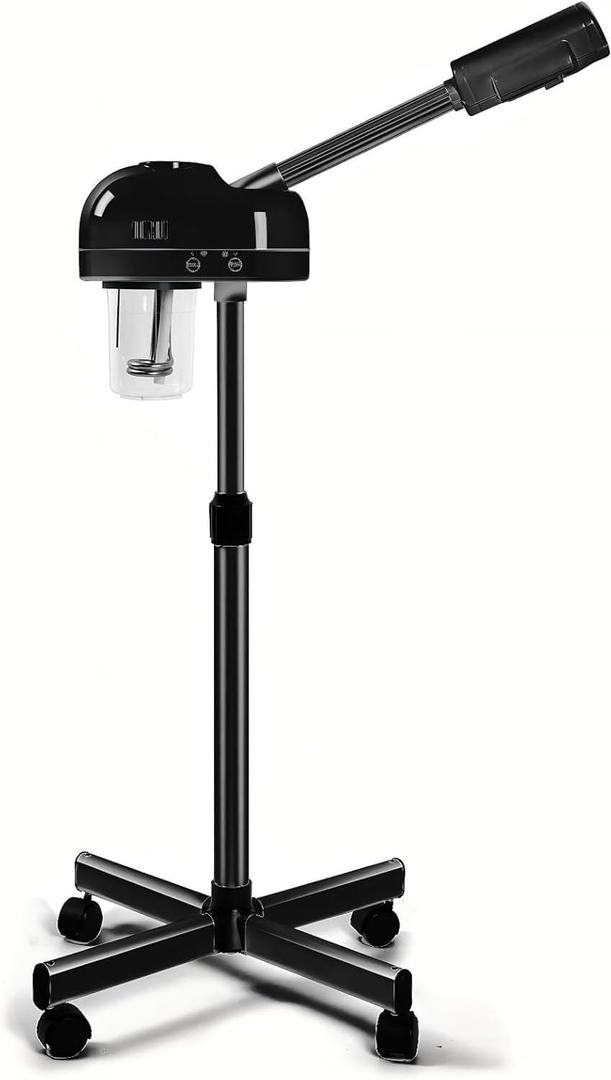 Professional Facial Steamer with Hot Mist, Face Steamer Machine for Esthetician, Home Salon Spa Facial Cleaning (Black) (1 Count (Pack of 1))