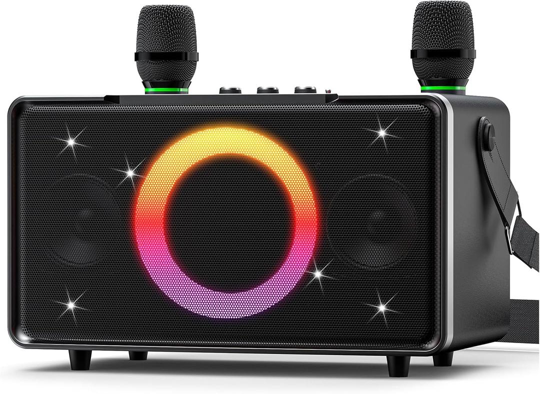 GFEEN Party Bluetooth Speaker: 100W Peak Loud! Deep Bass, 15H Playtime, Large Wireless Speakers, Powerful Sound, Light Show, Fast Charging for Outdoor, Backyard, House(Silver with 2Mic)