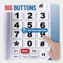 Big Button Phone for Seniors, Uvital Corded Landline Phone with Caller ID, 2 One-Touch Buttons and SOS Emergency Button, Hands-Free, Loud Ringer, Senior Landline Phones for Home/Office/Hotel, White