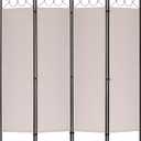 4 Panel 68" H Room Divider Partition Folding Steel Frame Screen Freestanding Privacy Divider Portable Breathable Partition Japanese-Inspired Oriental Shoji Screen Wall Divider for Home Office, Tan