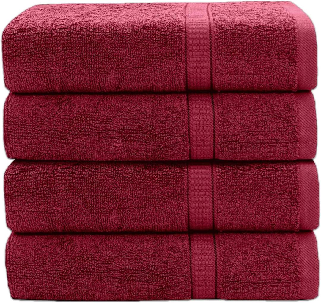GOLD TEXTILES Premium Hand Towels for Bathroom -100% Ring Spun Cotton (Red Wine,4 Pack, 16x30 Inches) Luxury Soft Absorbent & Quick Dry, Bathroom Hand Towel Perfect for Hotel, Salon, Gym & Spa