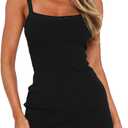 MISSJOY Women's 2026 Summer Ribbed Bodycon Casual Square Neck Sleeveless Tank Top Club Party Mini Dresses (Black, M)