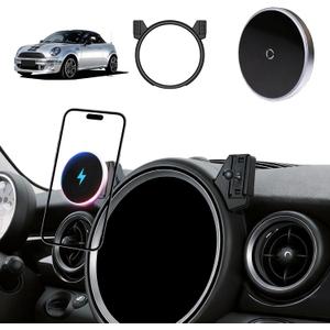 Phone Mount for BMW Mini Cooper (2007-2012 2013), Magnetic iPhone Holder, Magsafe Car Mount Charger, 15W Wireless Car Charger, Hands Free & 360, 2008 2009 2010 2011 Mini Cooper Car Accessories