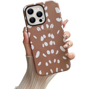 Yeddabox Compatible with iPhone 15 Pro Max Case with Deer Print, Cute Fawn Cover Shockproof Protective Soft TPU and Hard PC Case for iPhone 15 Pro Max for Women Girls - Brown