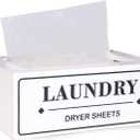 Dryer Sheet Holder Dispenser Container, Space Saving Laundry Room Organization and Storage, Farmhouse Decor, Fabric Softener Dispenser Containers, White