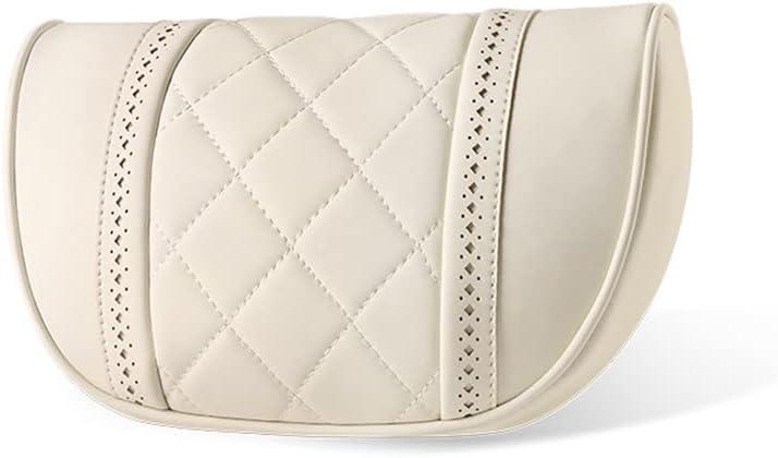 LUNDA Luxury Car Neck Pillow Car Travel Neck Rest Pillows Seat Cushion Support Napa Leather for Mercedes Benz S-Class headrest Beige