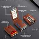 Wallet for Men, Slim Minimalist Wallet with Money ClipID Window, RFID Blocking Pop-Up Credit Card Holder, Smart Auminum Mens Wallet Holds 9-13 Cards (Gift Box) (Red Brown)