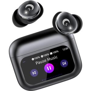 Sleep Earbuds Bluetooth 5.4 in Ear Smart Touch Screen Ear Buds, 48H Playtime Mini Sleep Headphones Small Design for Side Sleepers, Crystal-Clear Calls, 5 EQ Modes, IPX7 Waterproof Earphones Black