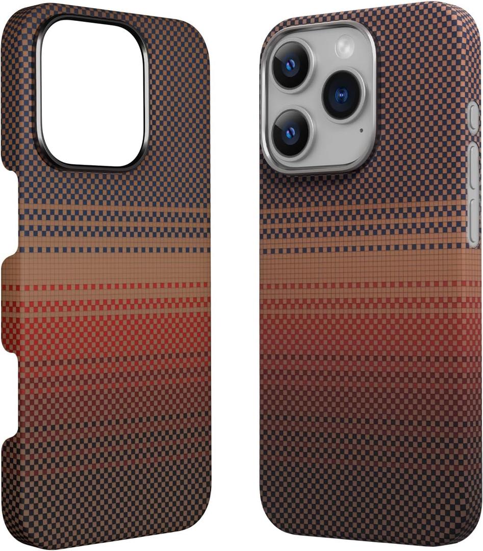 Real Aramid Fiber Case for iPhone 16 Pro Max [6.9 inch] Compatible with MagSafe,600D Aramid Weave,Thin & Light Cover with a Caseless Feel,Carbon Fiber Textures Design Kevlar Protection (Sunset-SW)