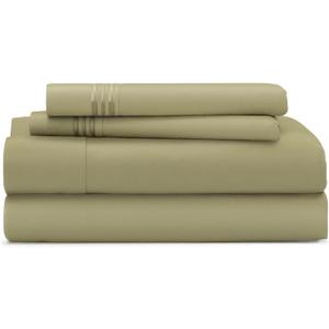 Cosy House Collection Everyday 1500 Series Bed Sheet Set - Ultra Soft & Cool Hotel Bedding - Deep Pocket - Wrinkle, Stain and Fade Resistant - 4 Piece Set (King, Sage Green)