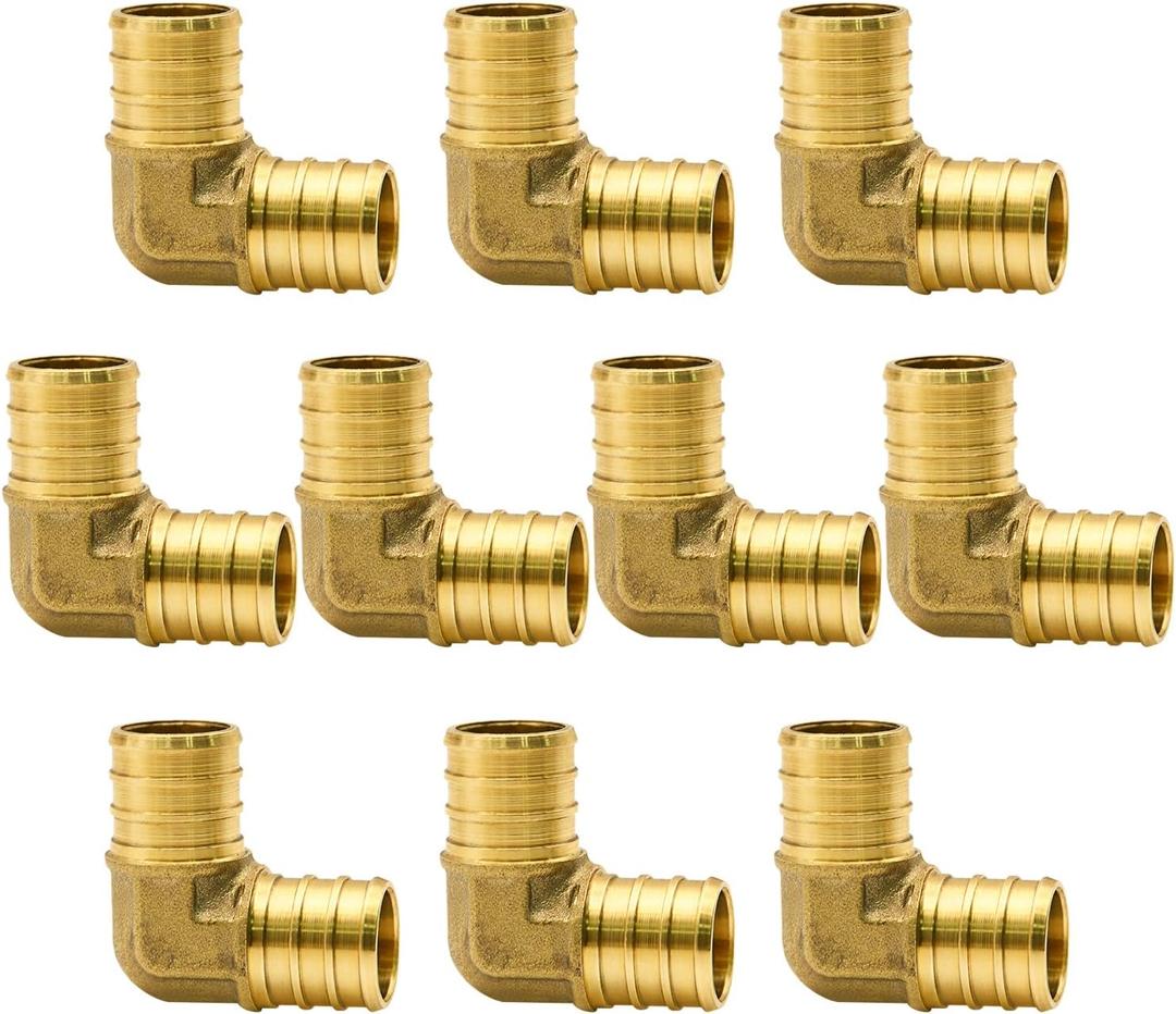 10 Pack 3/4" PEX Fittings, PEX Elbow Fittings, Brass PEX Fittings for PEX Tubing Pipe (3/4" Elbow, 10) (10  3/4" Elbow)
